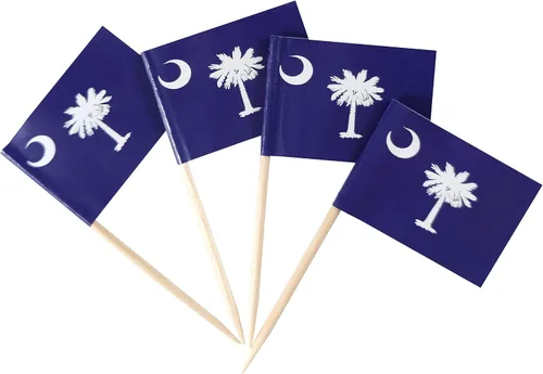 Vista 28 de QQSD Bandera de palillo de dientes de Alabama para decoración de cupcakes, 100