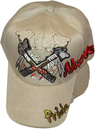 Vista 2 de K's Novelties - Gorra bordada, diseño indio, color caqui