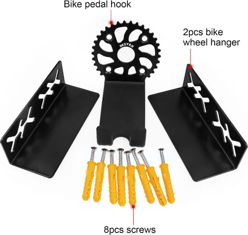 Vista 3 de MZYRH Soporte de pared resistente para bicicleta, acero inoxidable, 1 paquete, negro