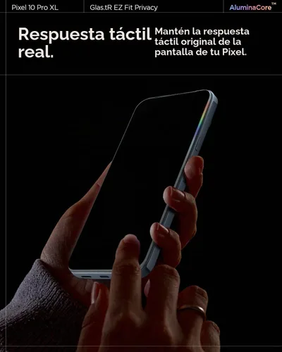 Vista 8 de Spigen GlasTR EZ FIT - Protector de pantalla de privacidad para Pixel 10 Pro XL/9 Pro XL AluminaCore, Aluminum-enhanced 10H+ tempered glass