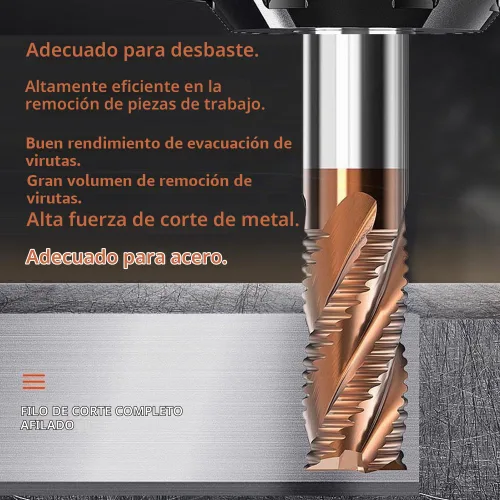 Vista 4 de Fresa de desbaste de carburo de 1/2" - 4 estrías - Diámetro de 1/2" Shk, 7.6 cm Oal - para aleaciones de acero/acero endurecido