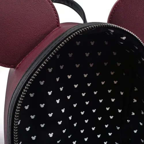 Vista 3 de Loungefly Minnie Mouse Maroon - Bolso de hombro acolchado con doble correa para mujer Multi