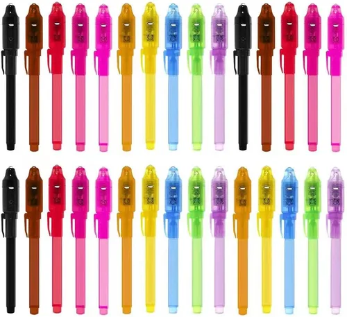 Vista 7 de EODVICS Paquete de 10 bolígrafos de tinta invisible con luz UV, bolígrafo espía mágico para mensajes secretos, fiesta de cumpleaños, Halloween
