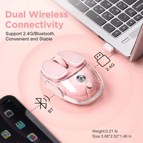 Vista 7 de Q9 Ratón de Computadora Inalámbrico, Ratón 2.4GHz/Bluetooth, Ratón Óptico Ergonómico con Iluminación RGB, Clics Silenciosos, 4800 DPI, 4 Niveles