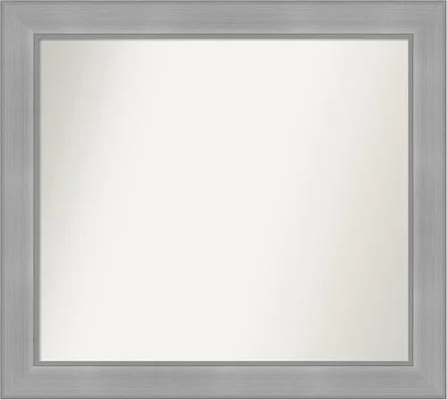 Vista 461 de Amanti Art Espejo de baño plateado para sobre el fregadero, 24 x 24 pulgadas, espejo cuadrado de peltre forjado a medida, marco de madera casual