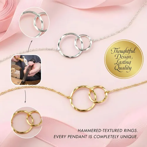 Vista 5 de HOPE LOVE SHINE Bonus Mother Wedding Day Message Card Gift - Yellow Gold Plated/Silver Plated Brass Necklace Present