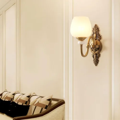 Vista 4 de Wall Lamp Nordic Light Luxury Copper Wall Decoration lamp, TV Background Wall lamp, Hallway Wall lamp Interior Lighting Fixtures Wall Lamp for