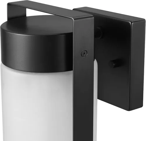 Vista 5 de Globe Electric 60000165 candelabro de pared para exteriores con 1 luz, color negro mate, con pantalla de vidrio esmerilado