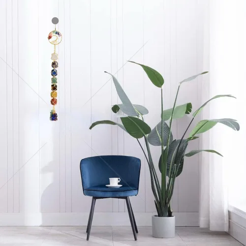 Vista 4 de Adornos colgantes de cristal hechos a mano para ventana de coche, 7 chakras, decoración del hogar, Feng Shui, ornamento de yoga y meditación
