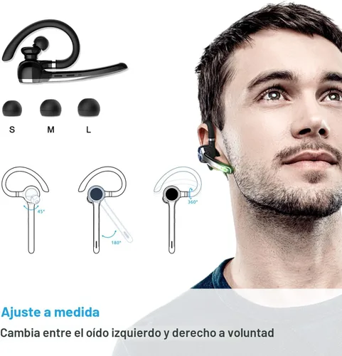 Vista 5 de HEIBAS Auriculares Bluetooth, Auriculares inalámbricos Bluetooth con estuche de carga de 500mAh, tiempo de conversación de 72 horas, micrófono