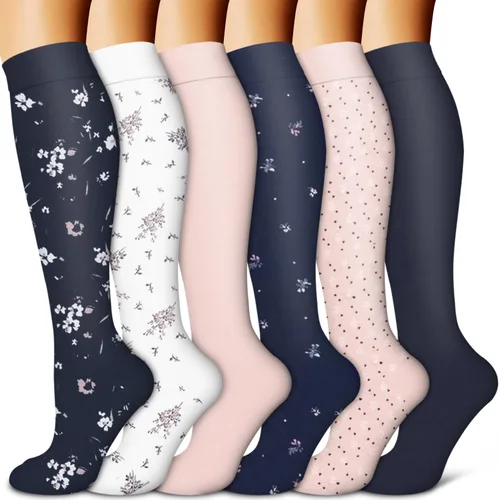 Vista 8 de Copper Compression Socks for Women & Men (6 pairs) - Best Support for Nurses, Running, Hiking, Recovery 01 Rayas Negras