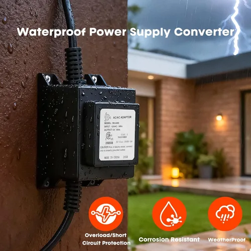 Vista 3 de onlyfire - Transformador de paisaje impermeable de 60 W, 110/120 V a CA 12 V/5 A
