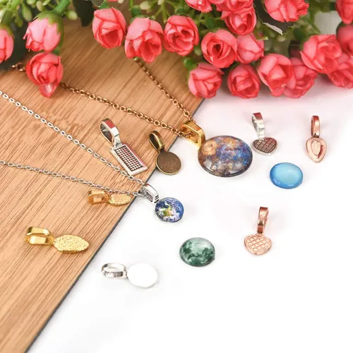 Vista 3 de OBSEDE 120 piezas de pegamento en fianzas para hacer joyas, colgante, collar, aretes, abalorio, cuchara, ovalado, rectangular, corazón