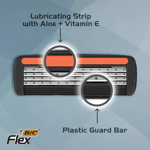 Vista 7 de BIC Flex 4 Sensitive Hybrid - Maquinilla de afeitar desechable de 4 hojas para hombre, 1 mango y 12 cartuchos
