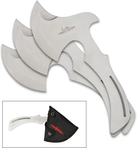 Vista 2 de Hibben - Juego de hacha y cuchillo para lanzar Construcción de acero inoxidable 3Cr13 de una sola pieza Funda de nailon resistente Incluye