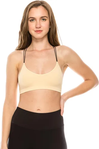 Vista 4 de Kurve Top corto con tirantes delgados y espalda en Y, tela de protección UV UPF 50+ (fabricado con amor en los Estados Unidos)