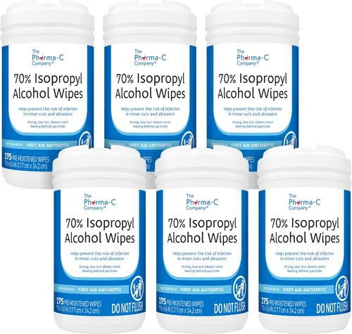 Vista 7 de The Pharma-C Company Toallitas de Alcohol Isopropílico al 70% [175 Toallitas] - Toallitas IPA Grandes y Duraderas. Limpiador Antiséptico de Primeros