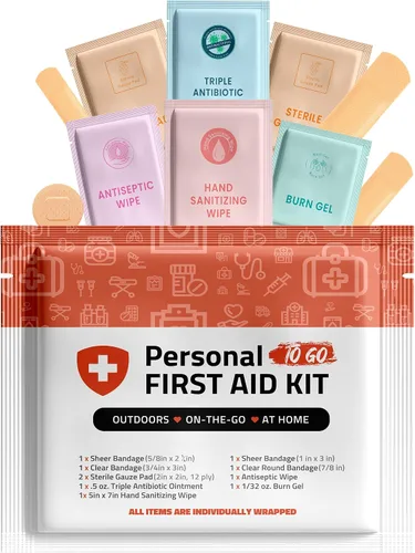 Vista 6 de Kit de primeros auxilios portátil de tamaño de viaje, perfecto para el hogar, oficina, automóvil, escuela, negocios, viajes, senderismo, universidad