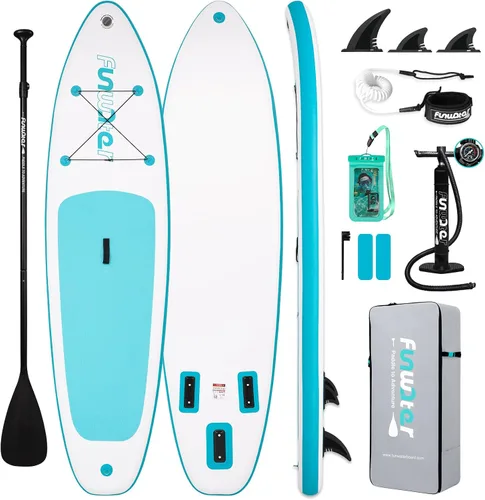 Vista 19 de FunWater Inflatable Stand Up Paddle Board with Beginners SUP Accessories 10'6'' SUP,Anti-Slip EVA Deck,Versatile Yoga/Big Fin Inflatable Paddle