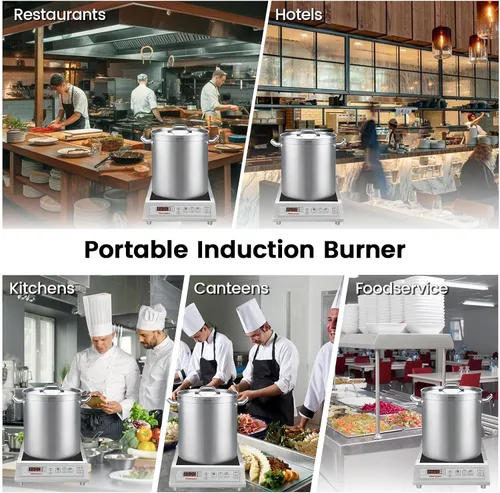 Vista 8 de Quemador de inducción comercial de 3500 W, encimera de 208-240 V 9.25-inch copper coil, non-pulse low-heat control, 18H timer for induction hot