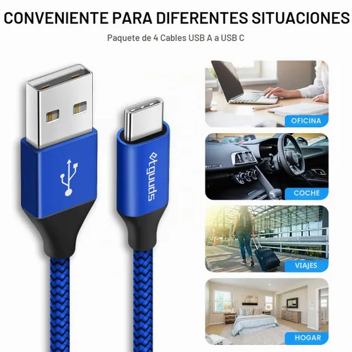 Vista 8 de etguuds Cable USB A a USB C, paquete de 5 (3/3/6/6/10 pies) de carga rápida tipo C Cable de carga USBC para iPhone 17 16 15 Pro Max Plus Air, Azul