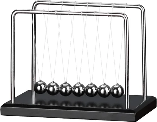 Vista 7 de Cuna de Newton con 7 bolas de madera de 9 pulgadas para decoración de oficina