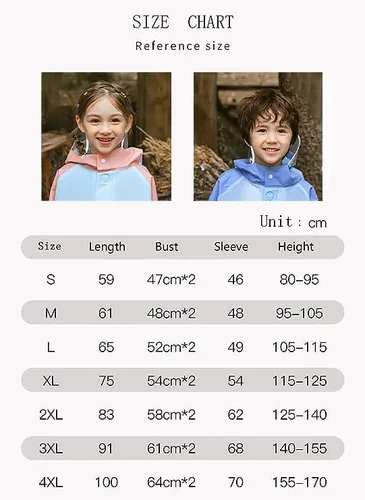 Vista 5 de Poncho de lluvia con capucha para niños y niñas, impermeable y duradero para exteriores, impermeable