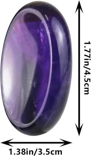 Vista 2 de Piedras de preocupación de cristal de amatista para niños, piedra de palma ovalada, piedra para el pulgar, cristales y piedras curativas de cuarzo a