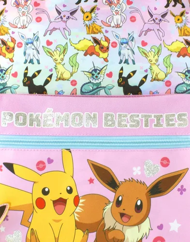 Vista 6 de Pokemon Mochila Pikachu Eevee Besties Bolsa Rosa Glitter, Rosado, Mochilas de mochila