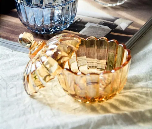 Vista 5 de FUYU Tarro de caramelo de cristal de calabaza Caja de aperitivos Tarro de almacenamiento de vidrio