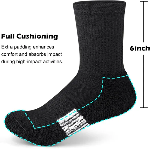 Vista 4 de Gonii Crew Socks Women Hiking Running Athletic Cushioned Compression Socks 5-6 Pairs