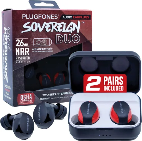 Vista 8 de Plugfones Sovereign - Audífonos inalámbricos Bluetooth (26 dB, NRR OSHA) ANSI tested hearing protection for work, compliant safety headphones, 40