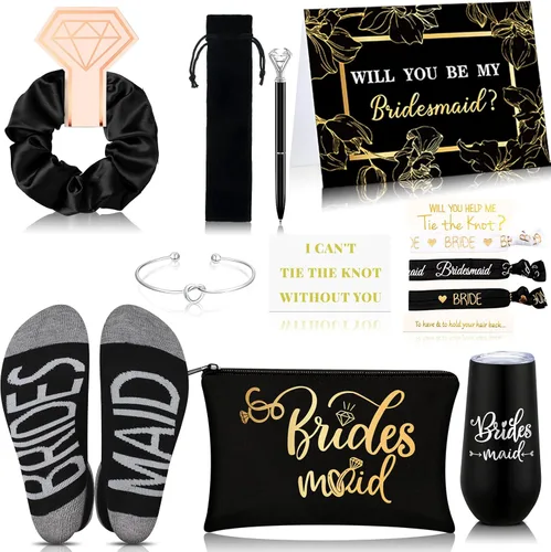 Vista 16 de Yexiya Juego de 13 piezas de regalo de caja de propuesta de dama de honor, regalo con texto en inglés "Will You Be My Maid of Honor", de acero