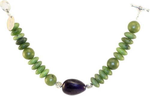 Vista 2 de Pulsera irlandesa de mármol y amatista de Connemara, piedra amatista