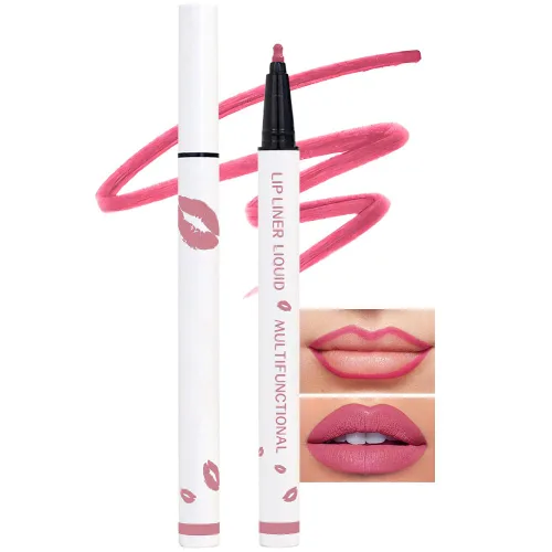 Vista 15 de Kaely Lápiz delineador de labios líquido de larga duración rosa impermeable, marcador de manchas de 24 horas, delineador de labios 2 en 1 mate