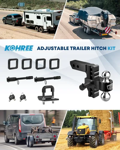 Vista 7 de Kohree Enganche de remolque ajustable de 6 pulgadas compatible con receptor de 2 pulgadas, bola doble sólida de 2" y 2-5/16" (12,500 LBS GTW)
