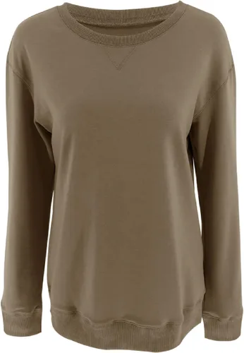 Vista 5 de Orchidays Sudaderas de cuello redondo para mujer, casuales, de manga larga, lindas, estilo túnica, sueltas, con botones A-Marrón