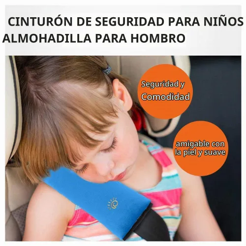 Vista 6 de 2 almohadas azules para cinturón de seguridad para niños, almohada para cinturón de seguridad de bebé, protector de almohada de asiento de automóvil
