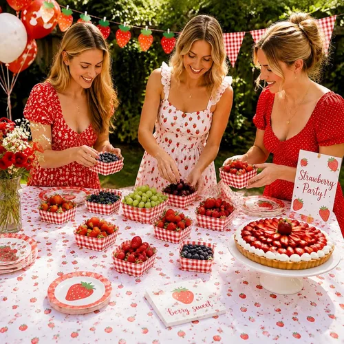 Vista 5 de Teling Paquete de 100 cestas de bayas de 1.5 pintas, cajas de bayas grandes Contenedores de productos de 6 pulgadas para fresas, frambuesas, ideales