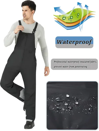 Vista 5 de WULFUL Mens Insulated Snow Bibs Waterproof Winter Ski Pants Snowboarding Overalls