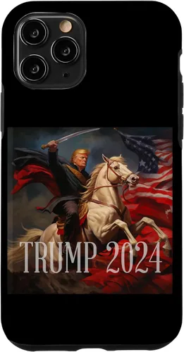 Vista 27 de iPhone 16 Donald Trump - 2024 - American Flag - Horse - Funda de espada