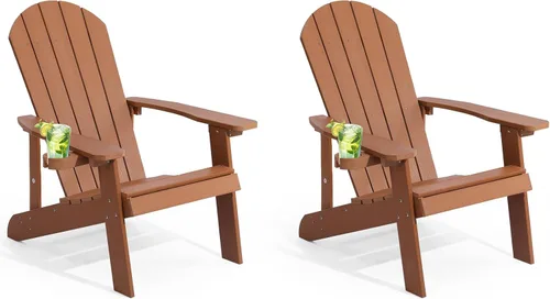 Vista 10 de Silla Adirondack, sillas de plástico resistentes a todo tipo de clima, con soporte para tazas, 5 pasos fáciles de instalar, sillas de exterior