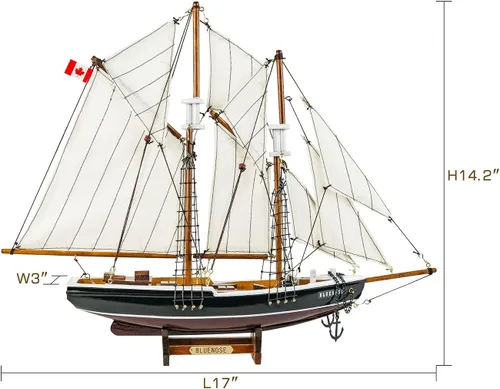 Vista 2 de SAILINGSTORY Velero de madera Modelo Barco Bluenose 1/110 Escala Réplica Pequeño