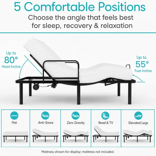 Vista 14 de Vive Base de cama ajustable (individual) – Base de cama eléctrica de metal