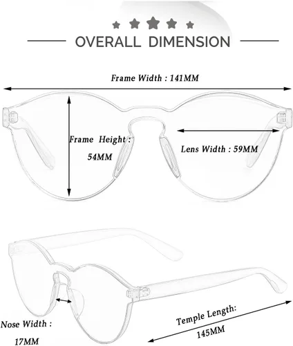 Vista 6 de Lentes de sol redondos transparentes de una pieza sin montura para mujeres y hombres