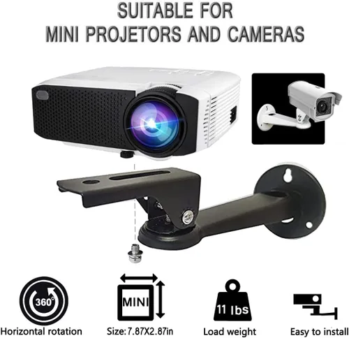 Vista 2 de 2-Be-Best Soporte de pared ajustable para proyector, 7.87 pulgadas de longitud, 7.8 libras, carga 360 rotación, soporte para cámara de proyector