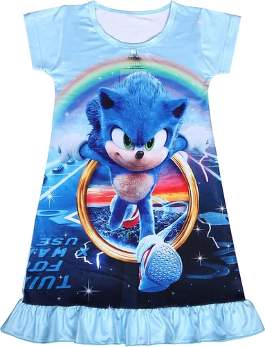 Vista 2 de Zapon Vestido de verano para niñas, vestido casual de princesa de dibujos animados, vestido de manga corta, 3-8 años