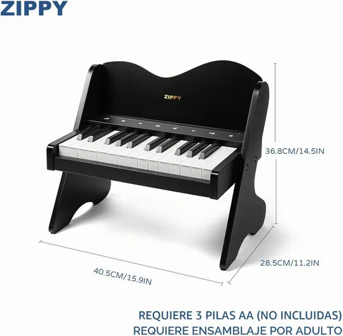 Vista 3 de ZIPPY Teclado de piano para niños, piano digital de 25 teclas para niños, panel de control sensible al tacto, volumen ajustable, mini juguete