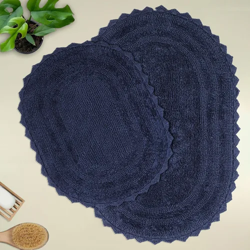 Vista 27 de TreeWool - Alfombras de baño con borde de ganchillo reversible en algodón de felpa (paquete de 2)