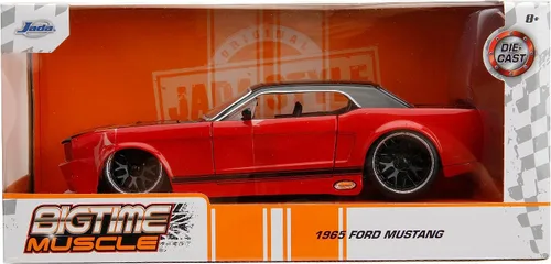 Vista 2 de Jada Big Time Muscle 1:24 1965 Ford Mustang - Auto fundido a presión (rojo/negro)